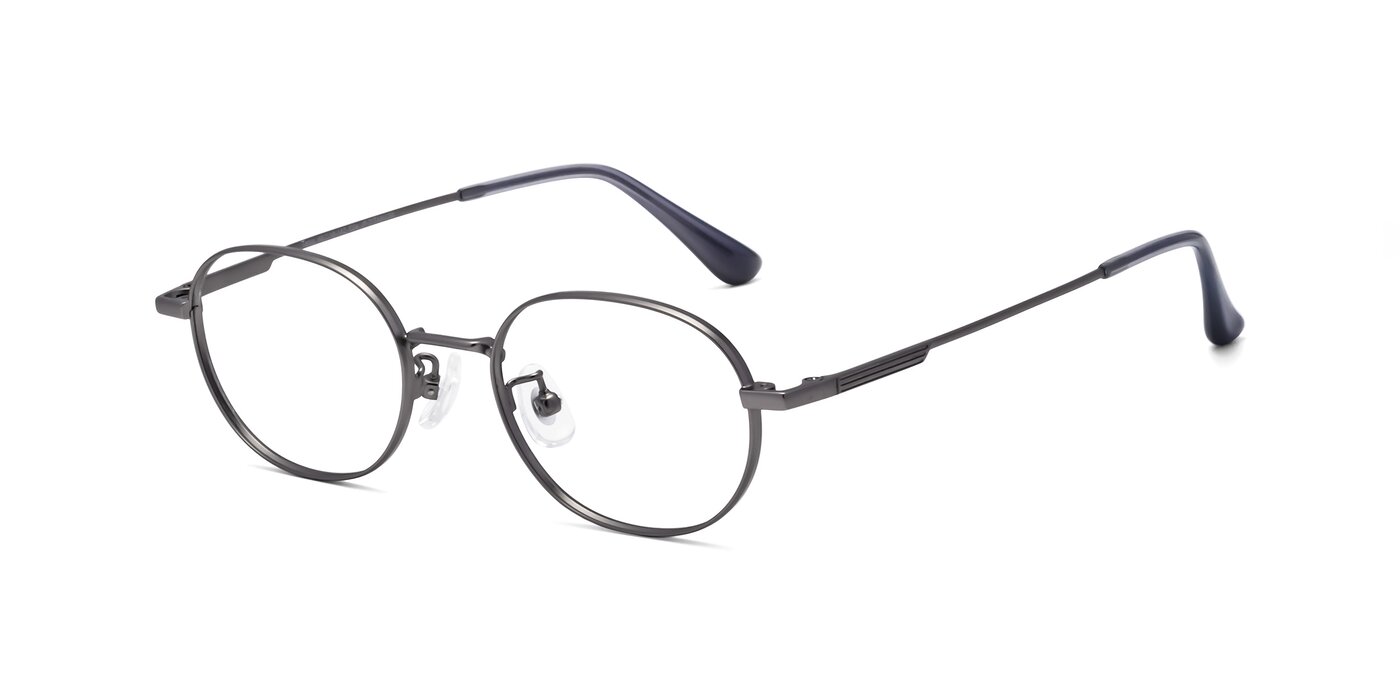 Gunmetal Classic Titanium Oval Eyeglasses - Tess