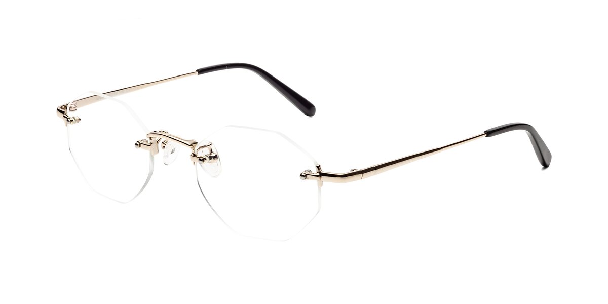 Light Gold Titanium Geometric Rimless Blue Light Glasses - Ayele