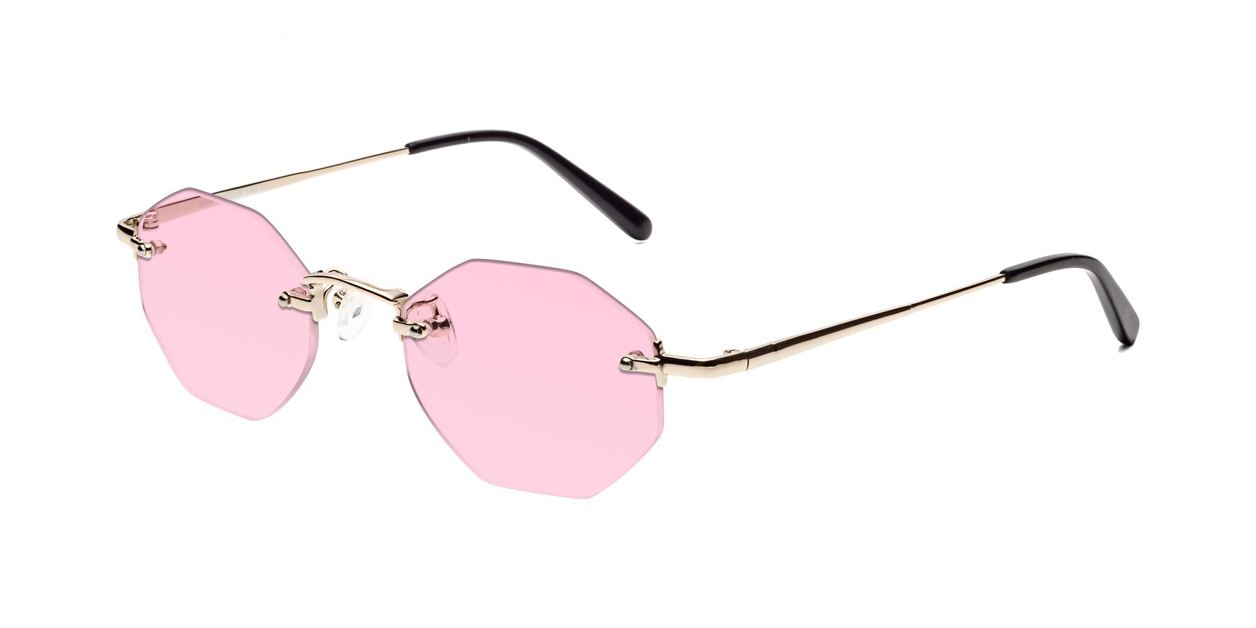 Angle of Ayele in Light Gold with Light Pink Tinted Lenses