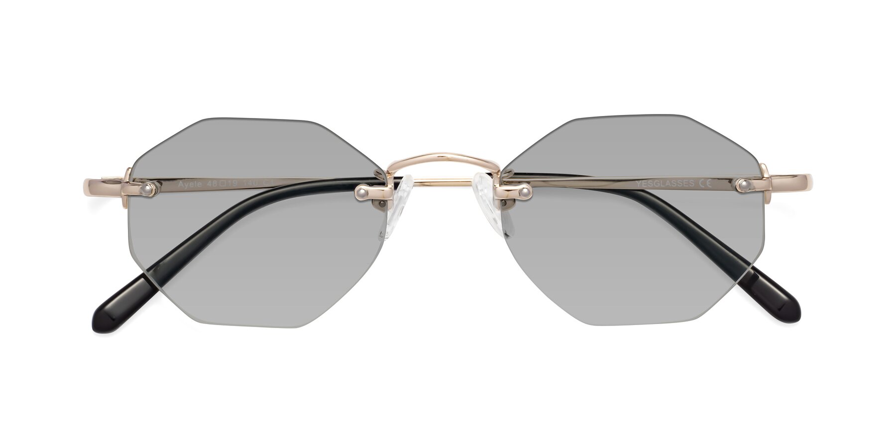 Folded Front of Ayele in Light Gold with Light Gray Tinted Lenses