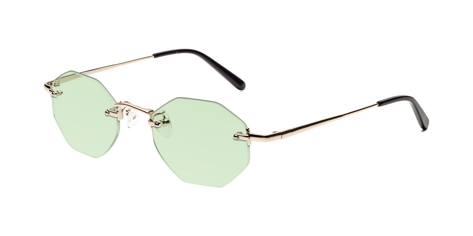 Angle of Ayele in Light Gold with Light Green Tinted Lenses