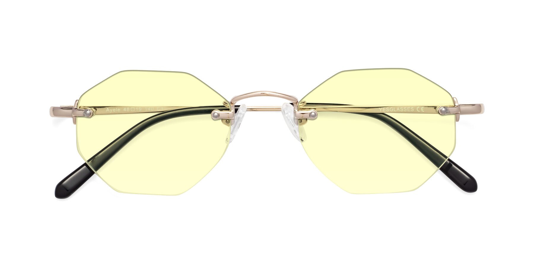Folded Front of Ayele in Light Gold with Light Yellow Tinted Lenses