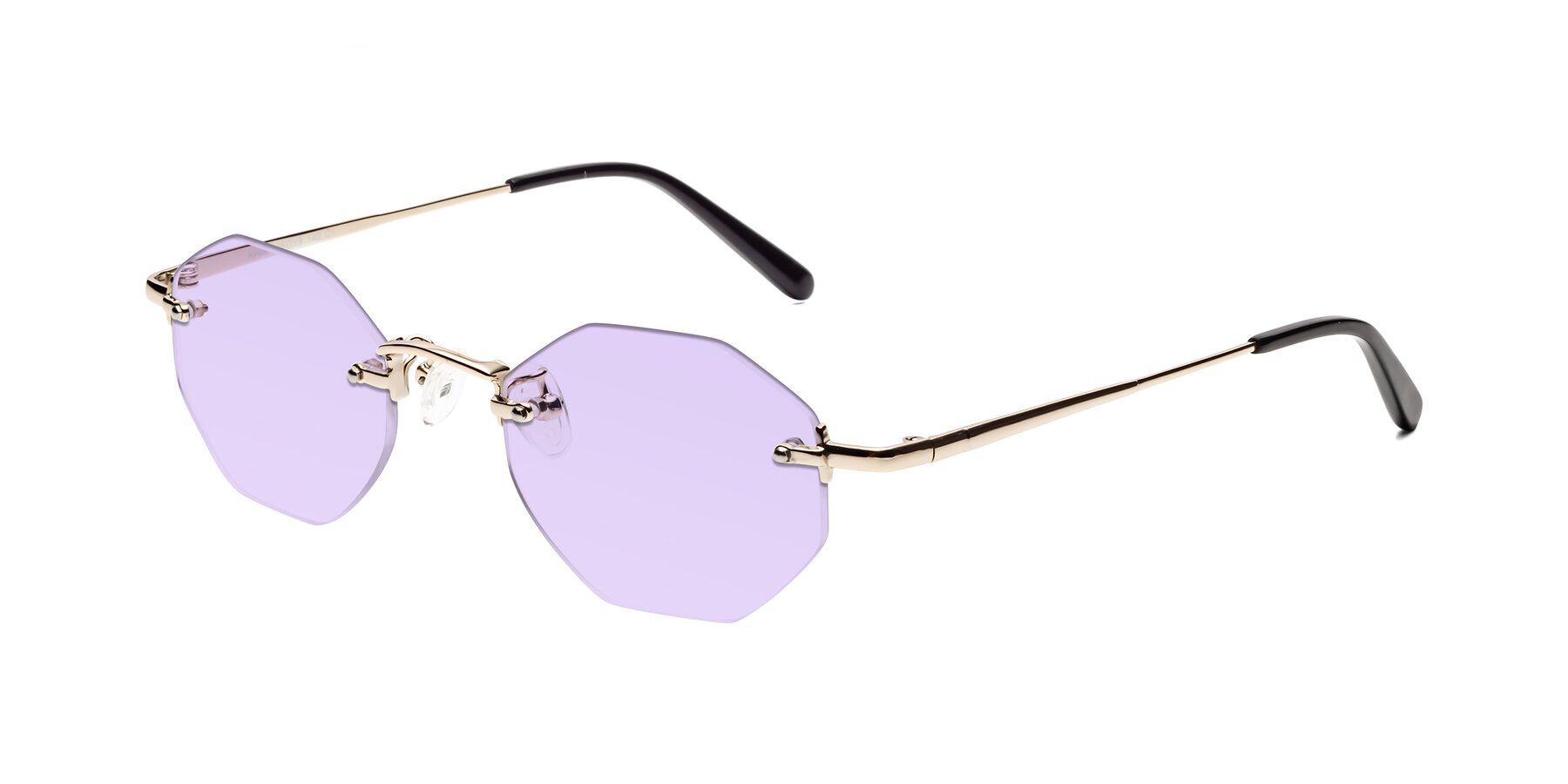 Angle of Ayele in Light Gold with Light Purple Tinted Lenses