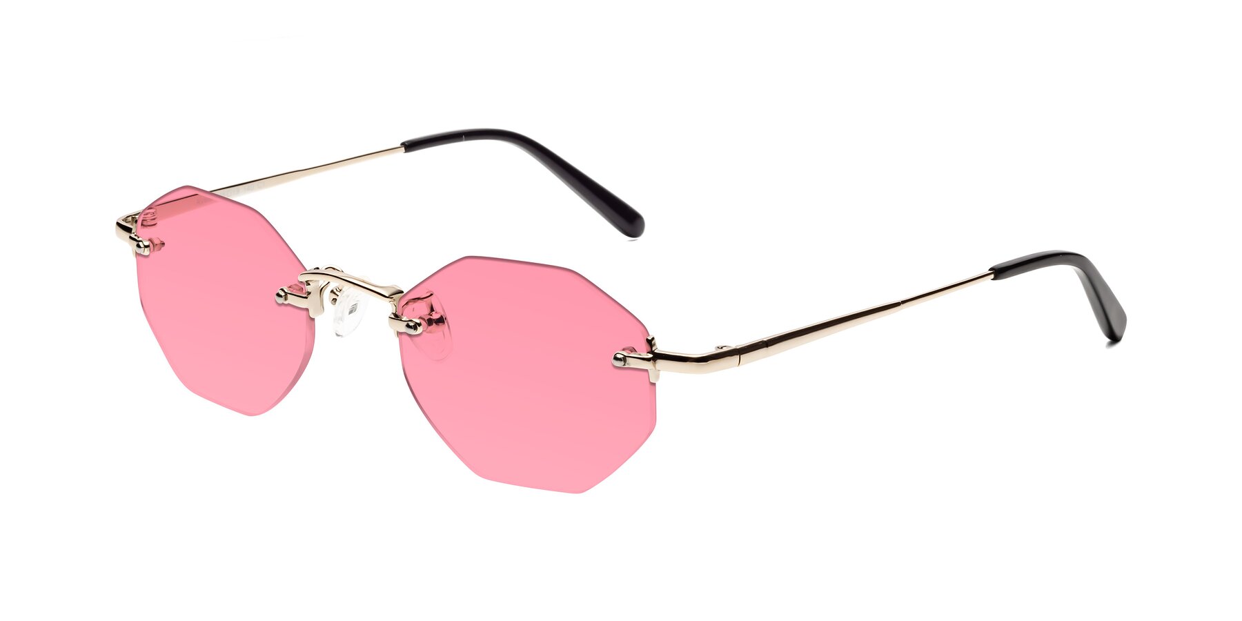 Angle of Ayele in Light Gold with Pink Tinted Lenses