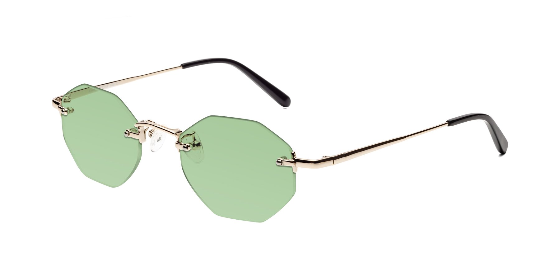 Angle of Ayele in Light Gold with Medium Green Tinted Lenses