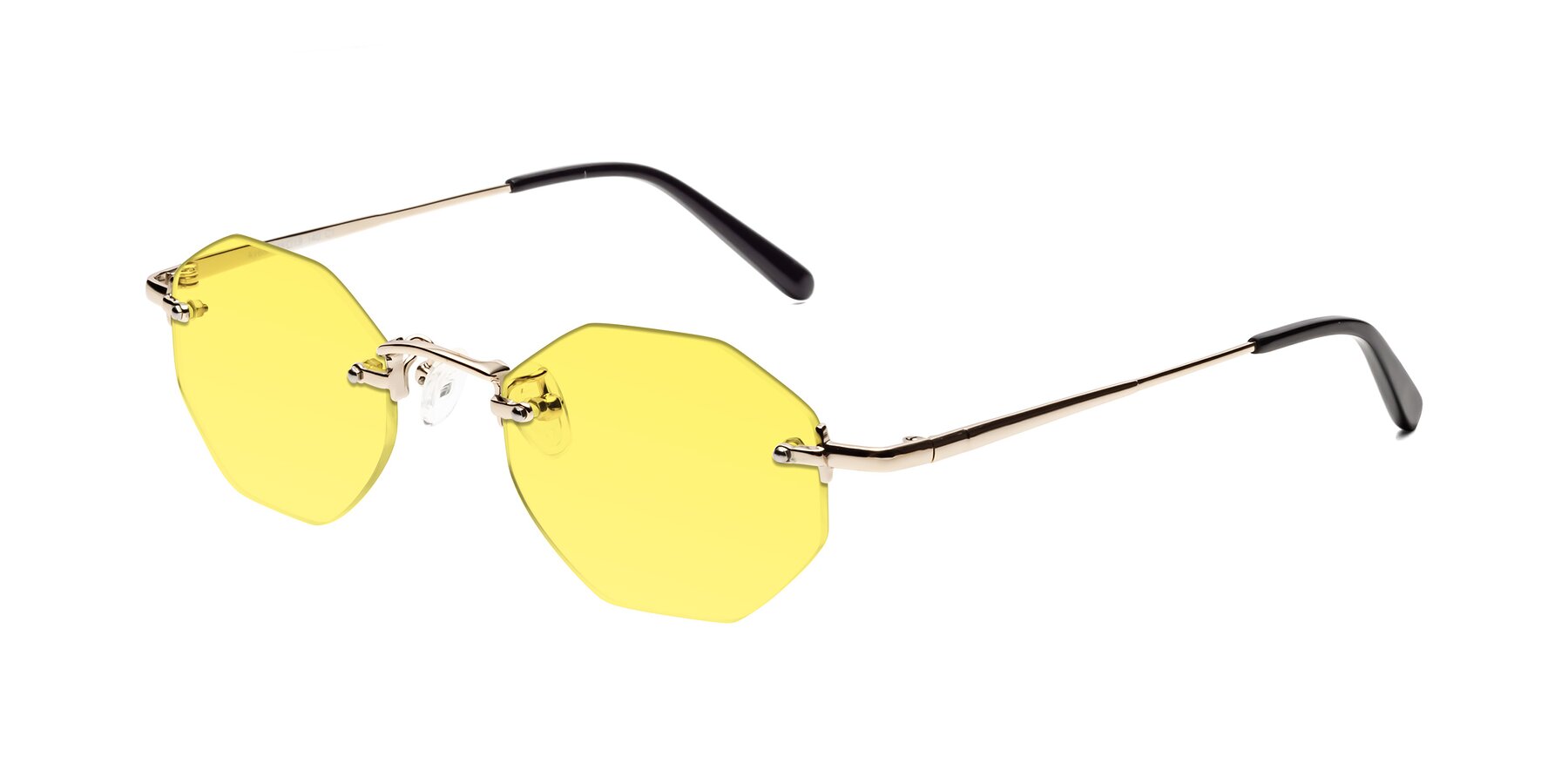 Angle of Ayele in Light Gold with Medium Yellow Tinted Lenses