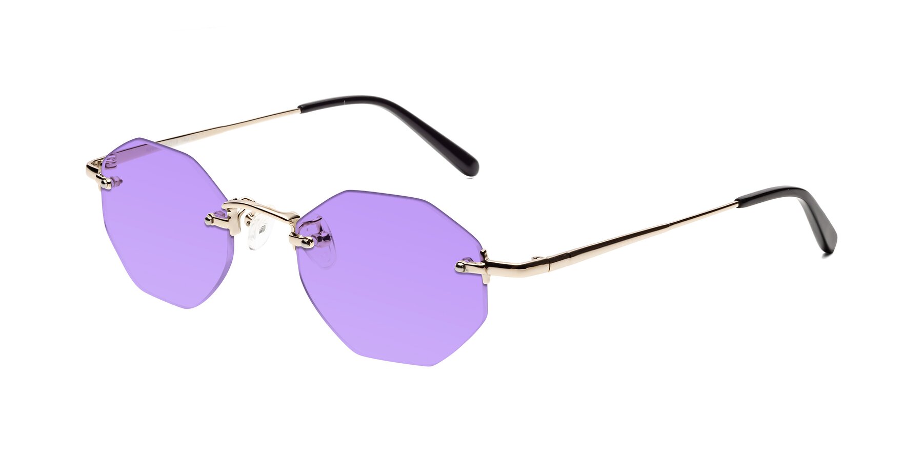 Angle of Ayele in Light Gold with Medium Purple Tinted Lenses