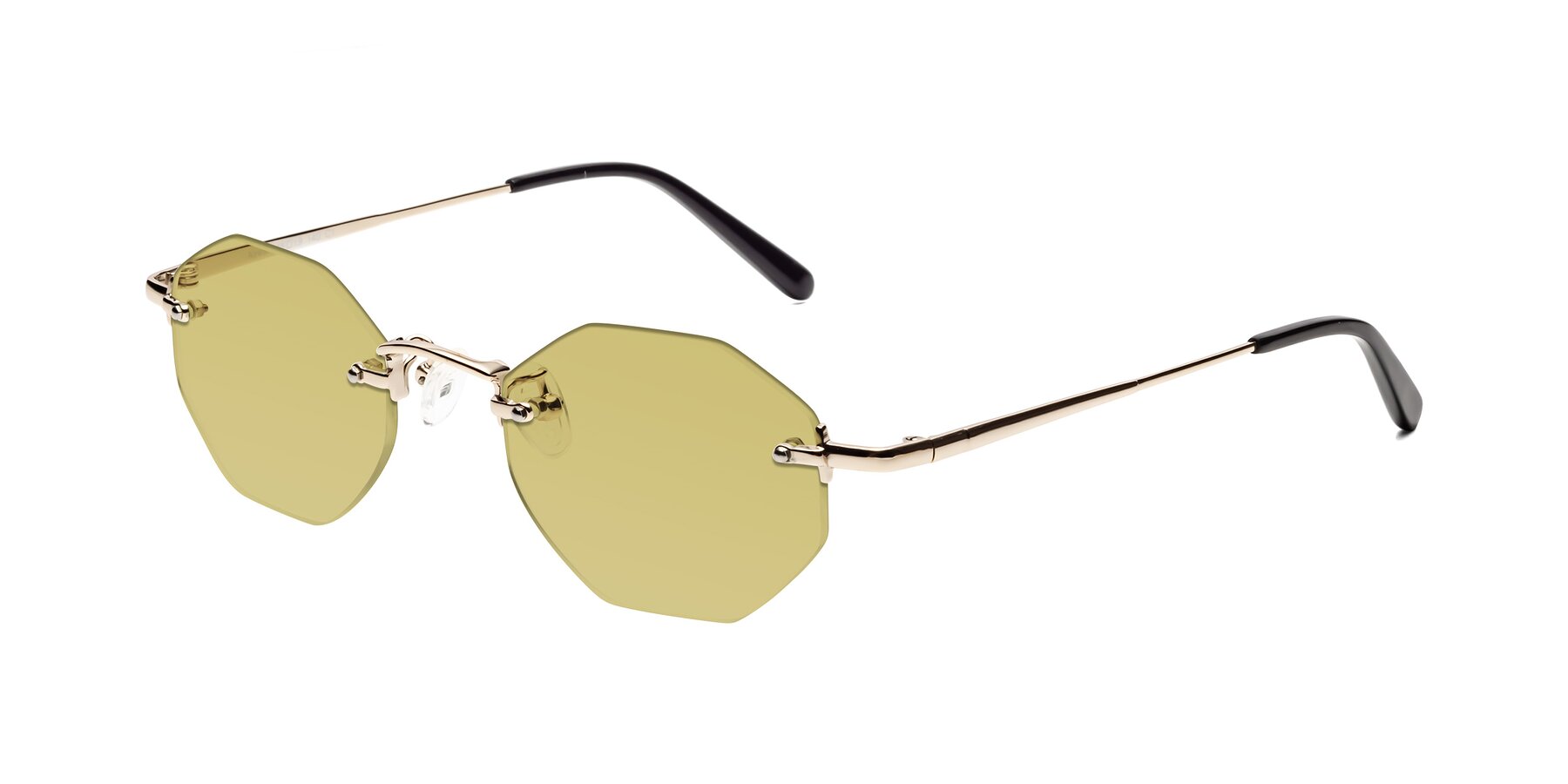 Angle of Ayele in Light Gold with Medium Champagne Tinted Lenses