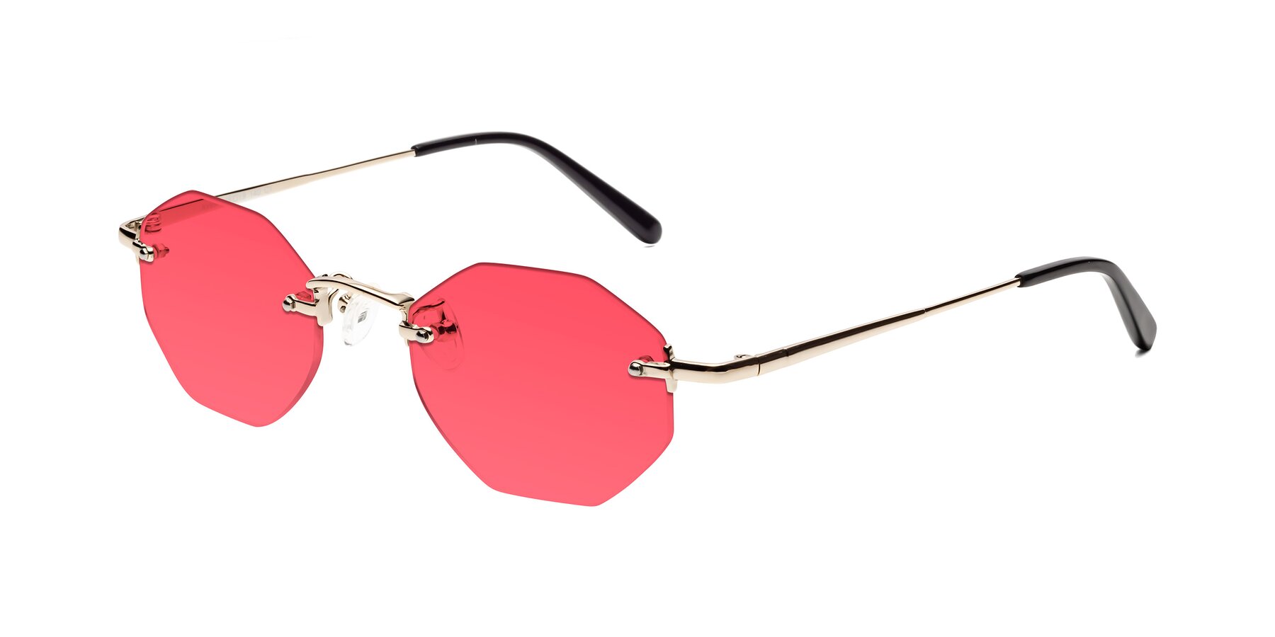 Angle of Ayele in Light Gold with Red Tinted Lenses