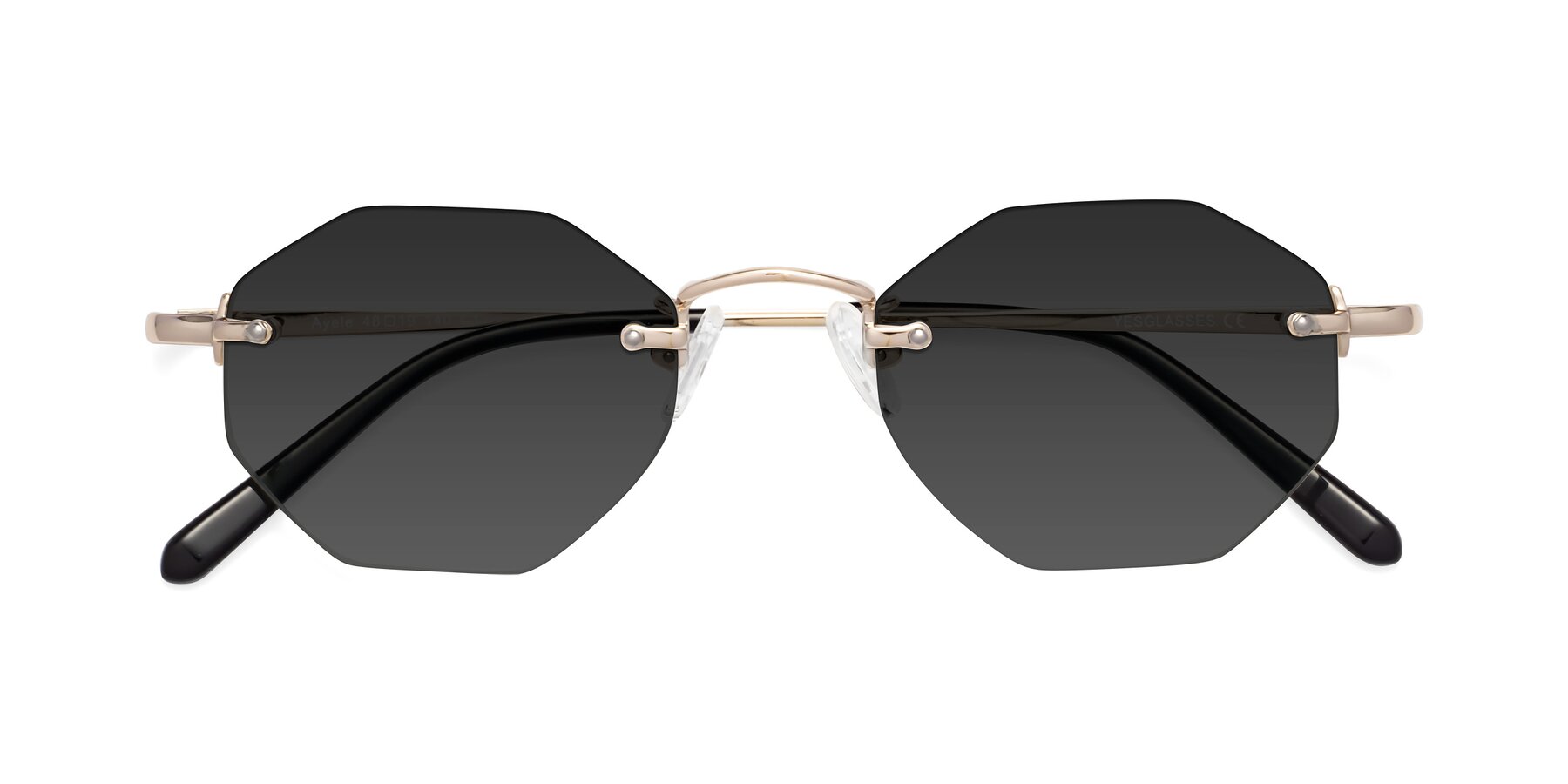Folded Front of Ayele in Light Gold with Gray Tinted Lenses