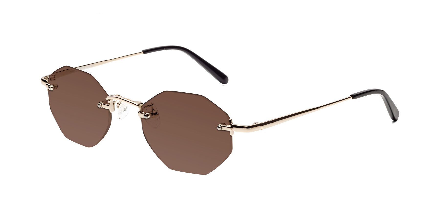 Angle of Ayele in Light Gold with Brown Tinted Lenses