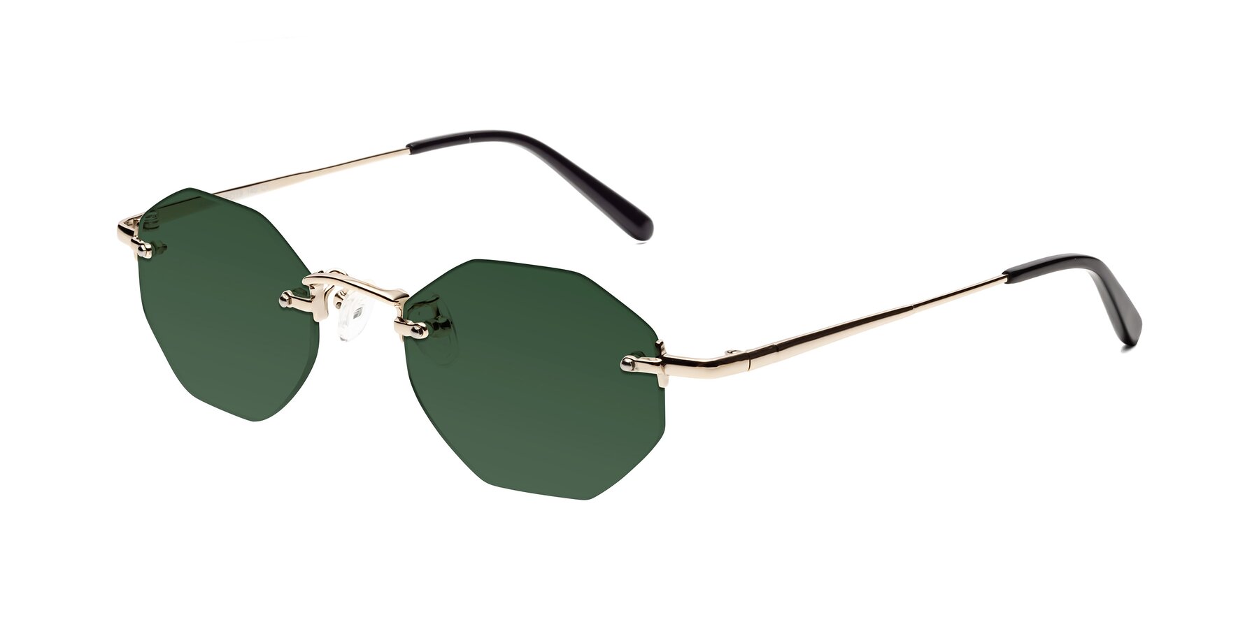 Angle of Ayele in Light Gold with Green Tinted Lenses