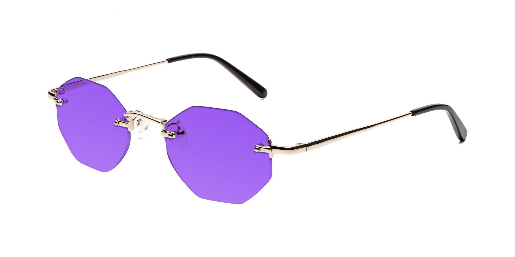 Angle of Ayele in Light Gold with Purple Tinted Lenses