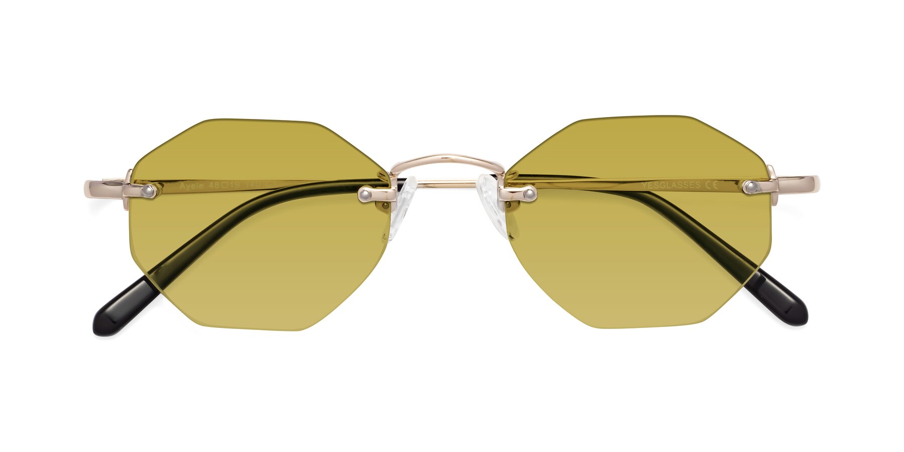 Folded Front of Ayele in Light Gold with Champagne Tinted Lenses