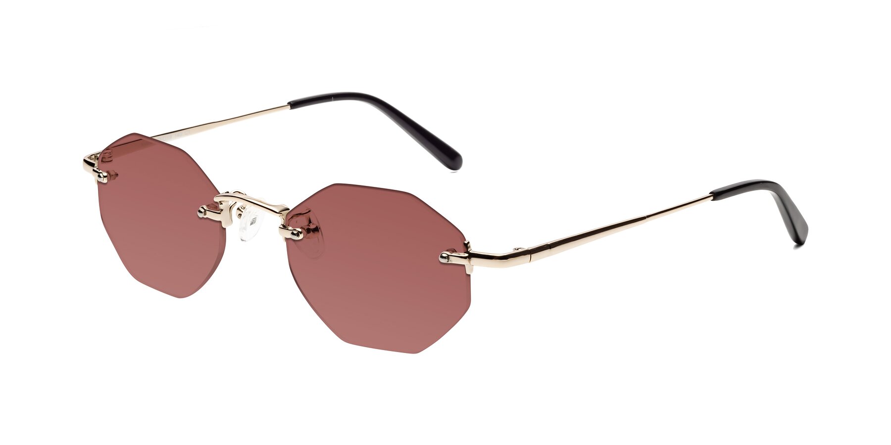 Angle of Ayele in Light Gold with Garnet Tinted Lenses