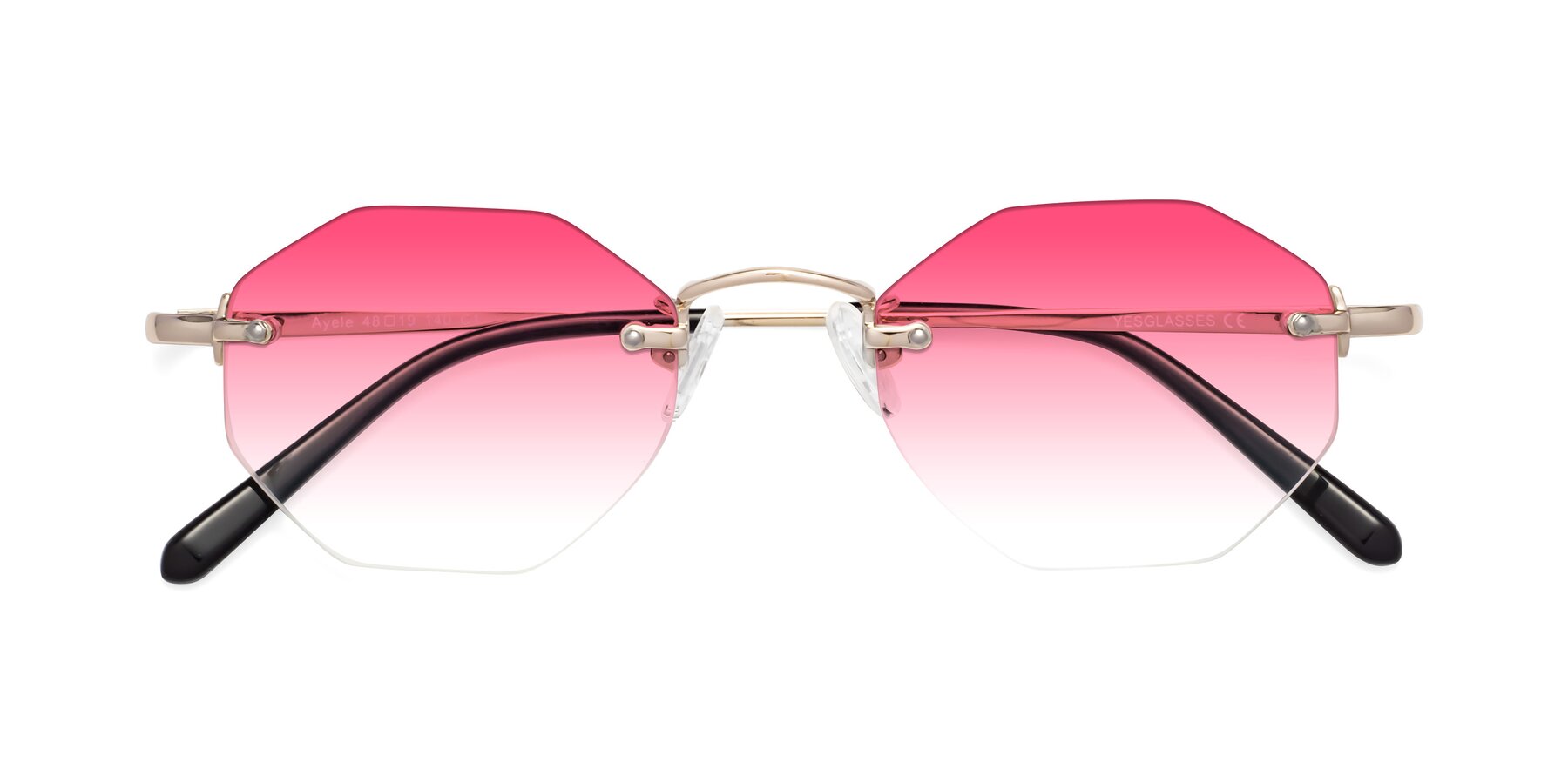 Folded Front of Ayele in Light Gold with Pink Gradient Lenses
