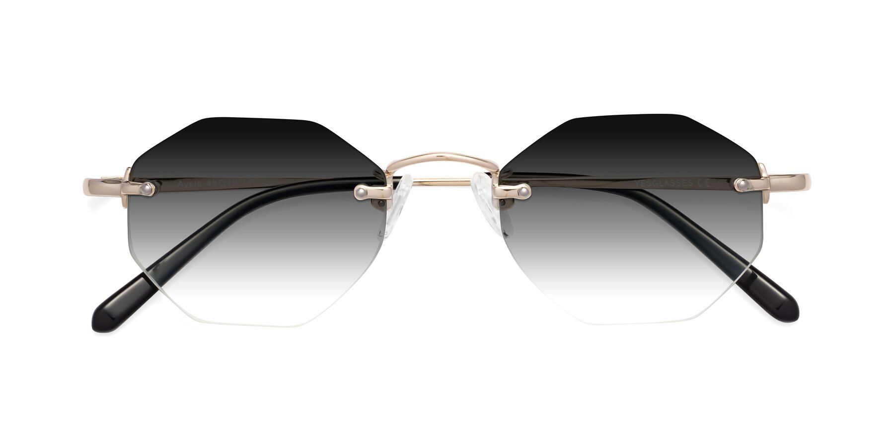 Folded Front of Ayele in Light Gold with Gray Gradient Lenses