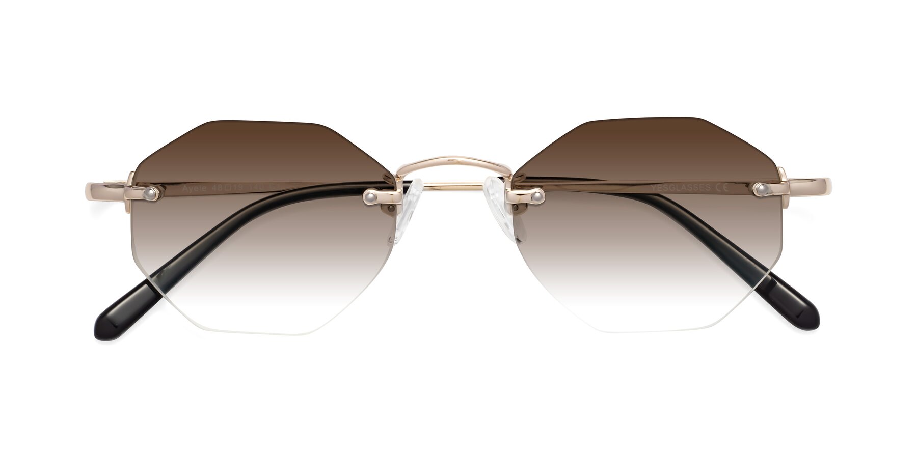 Folded Front of Ayele in Light Gold with Brown Gradient Lenses