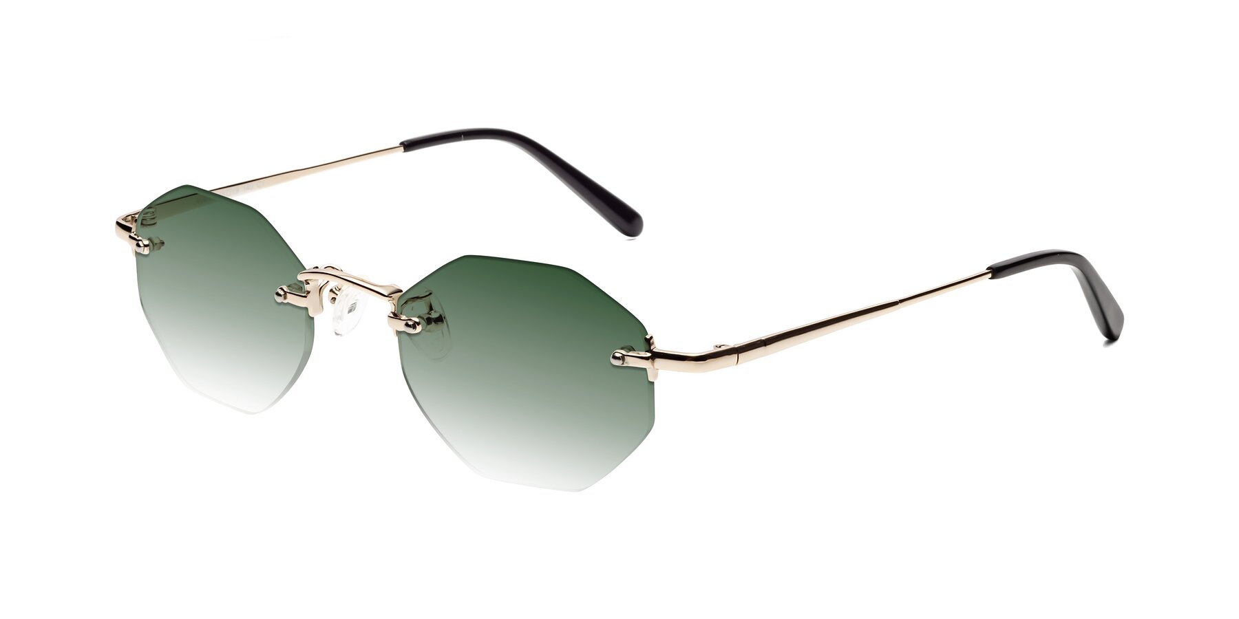 Angle of Ayele in Light Gold with Green Gradient Lenses