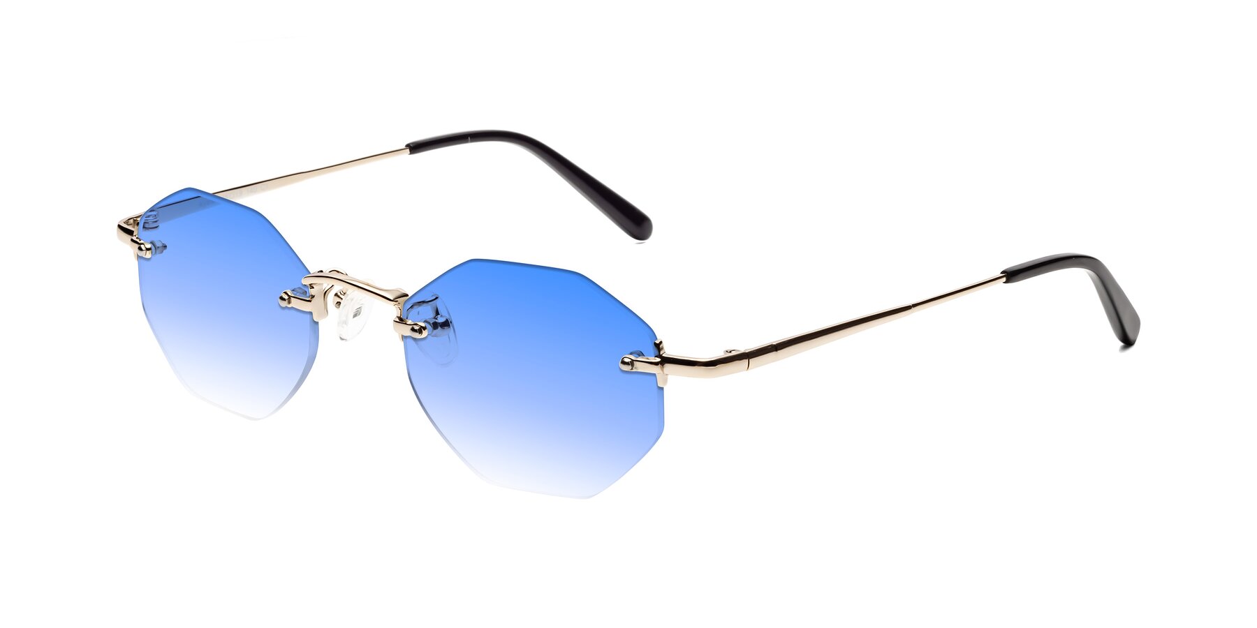 Angle of Ayele in Light Gold with Blue Gradient Lenses
