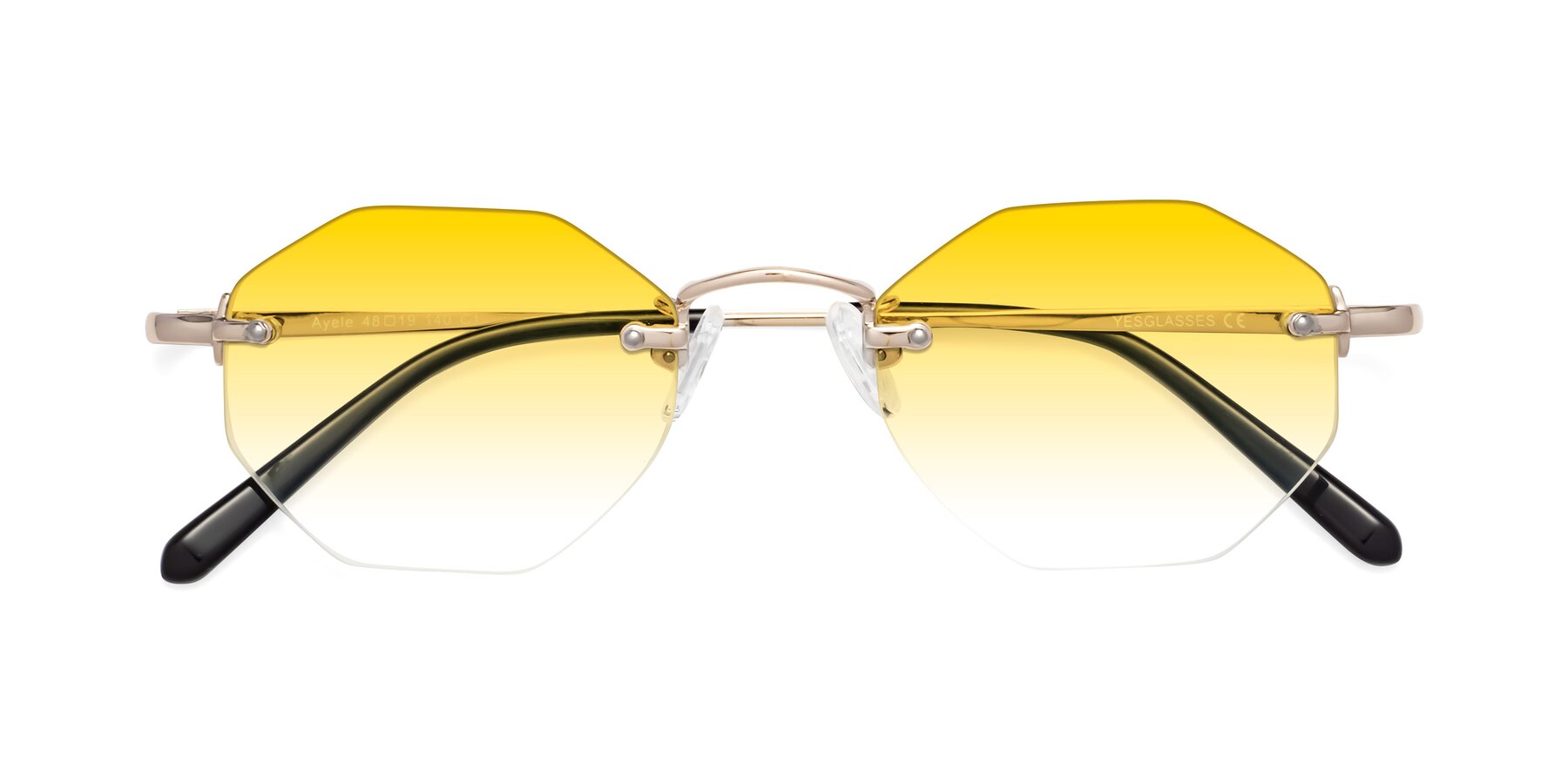 Folded Front of Ayele in Light Gold with Yellow Gradient Lenses