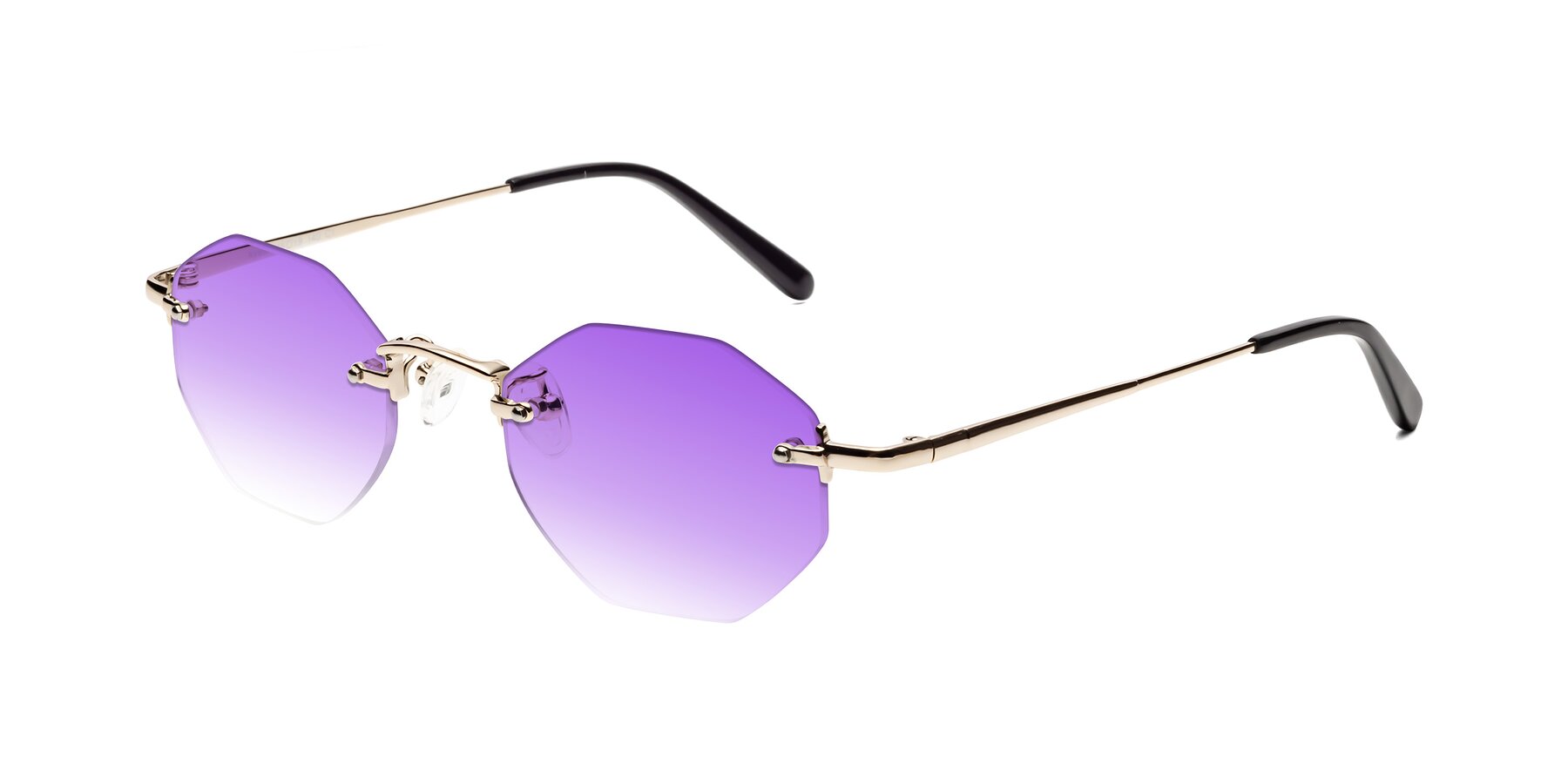 Angle of Ayele in Light Gold with Purple Gradient Lenses