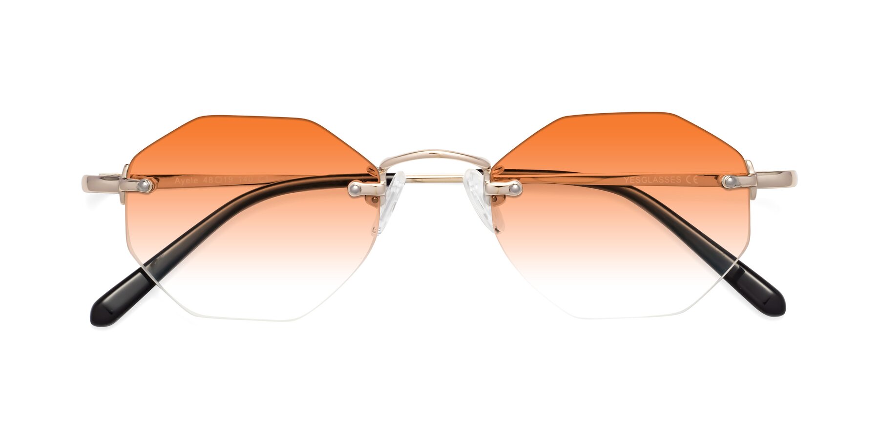 Folded Front of Ayele in Light Gold with Orange Gradient Lenses
