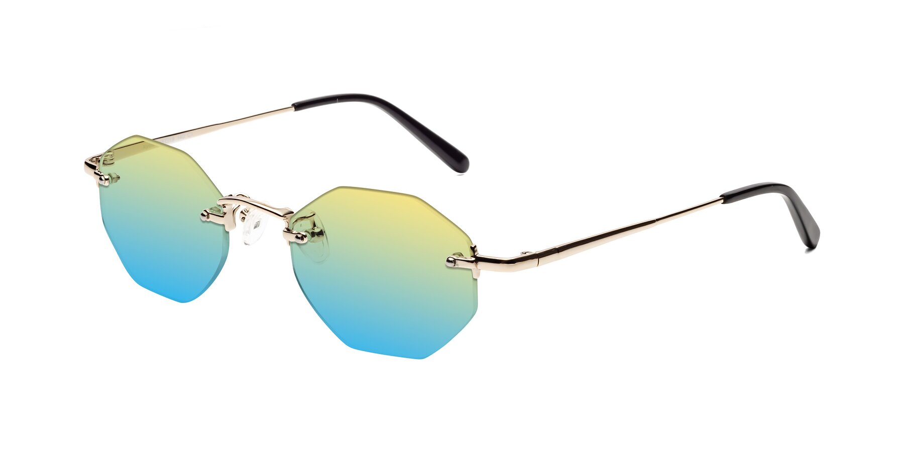 Angle of Ayele in Gold with Yellow / Blue Gradient Lenses