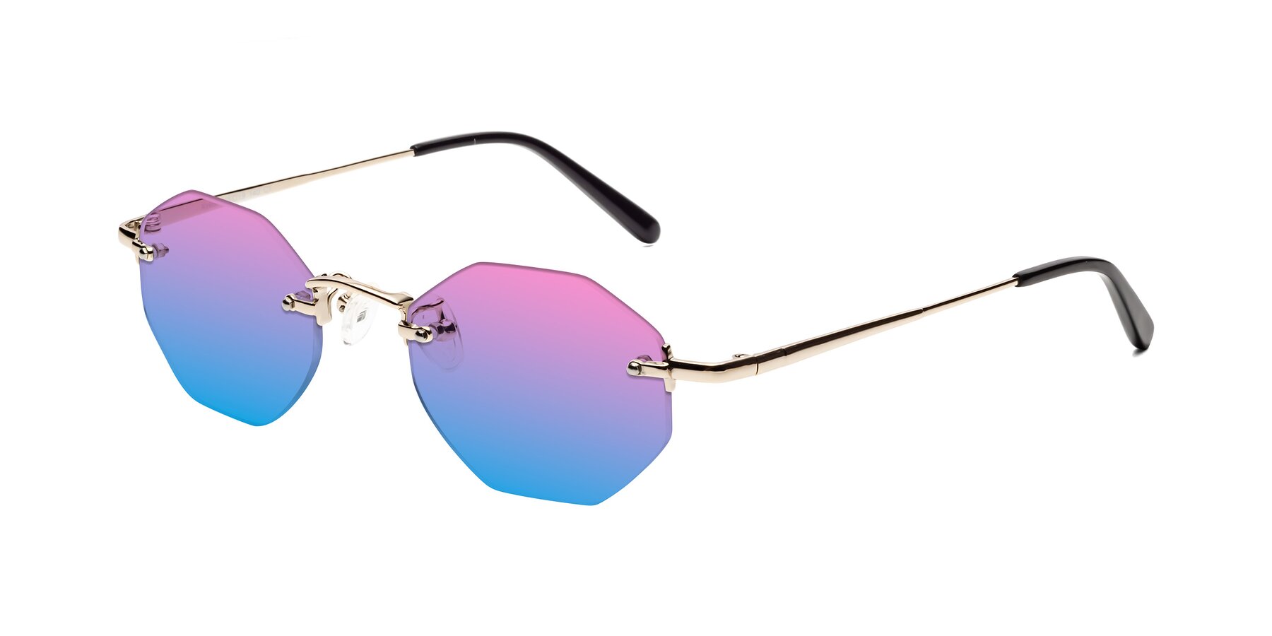Angle of Ayele in Light Gold with Pink / Blue Gradient Lenses