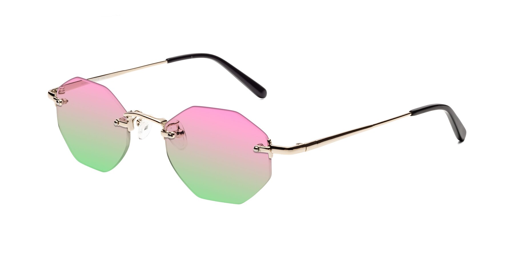 Angle of Ayele in Light Gold with Pink / Green Gradient Lenses
