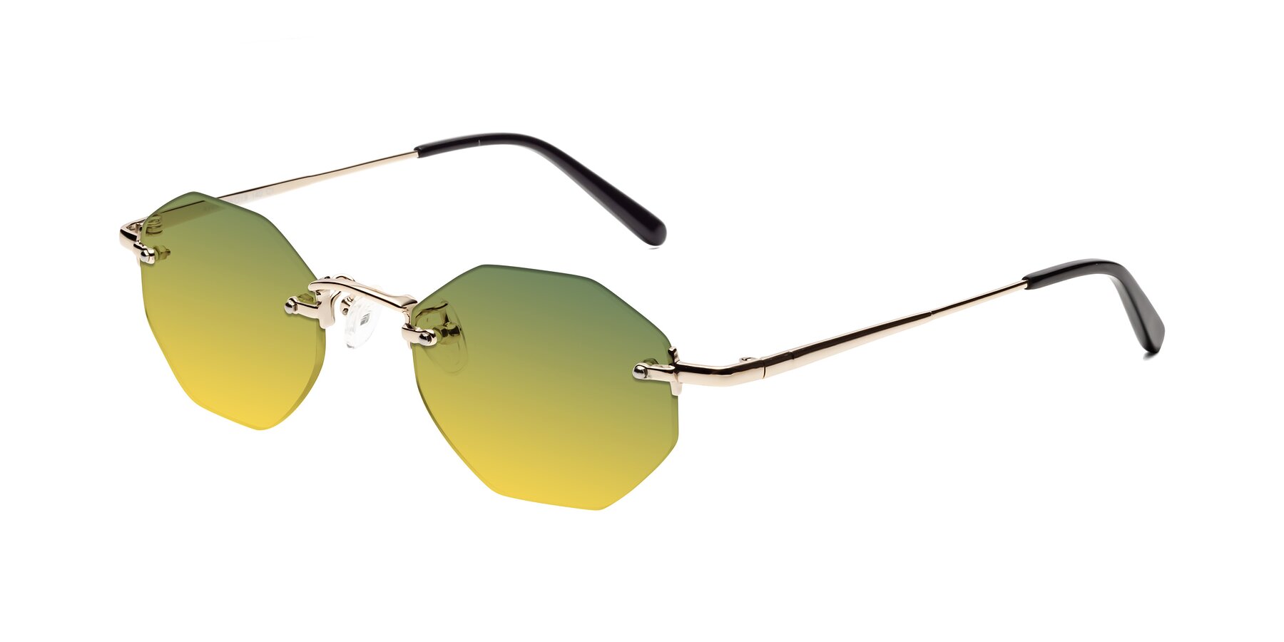 Angle of Ayele in Light Gold with Green / Yellow Gradient Lenses