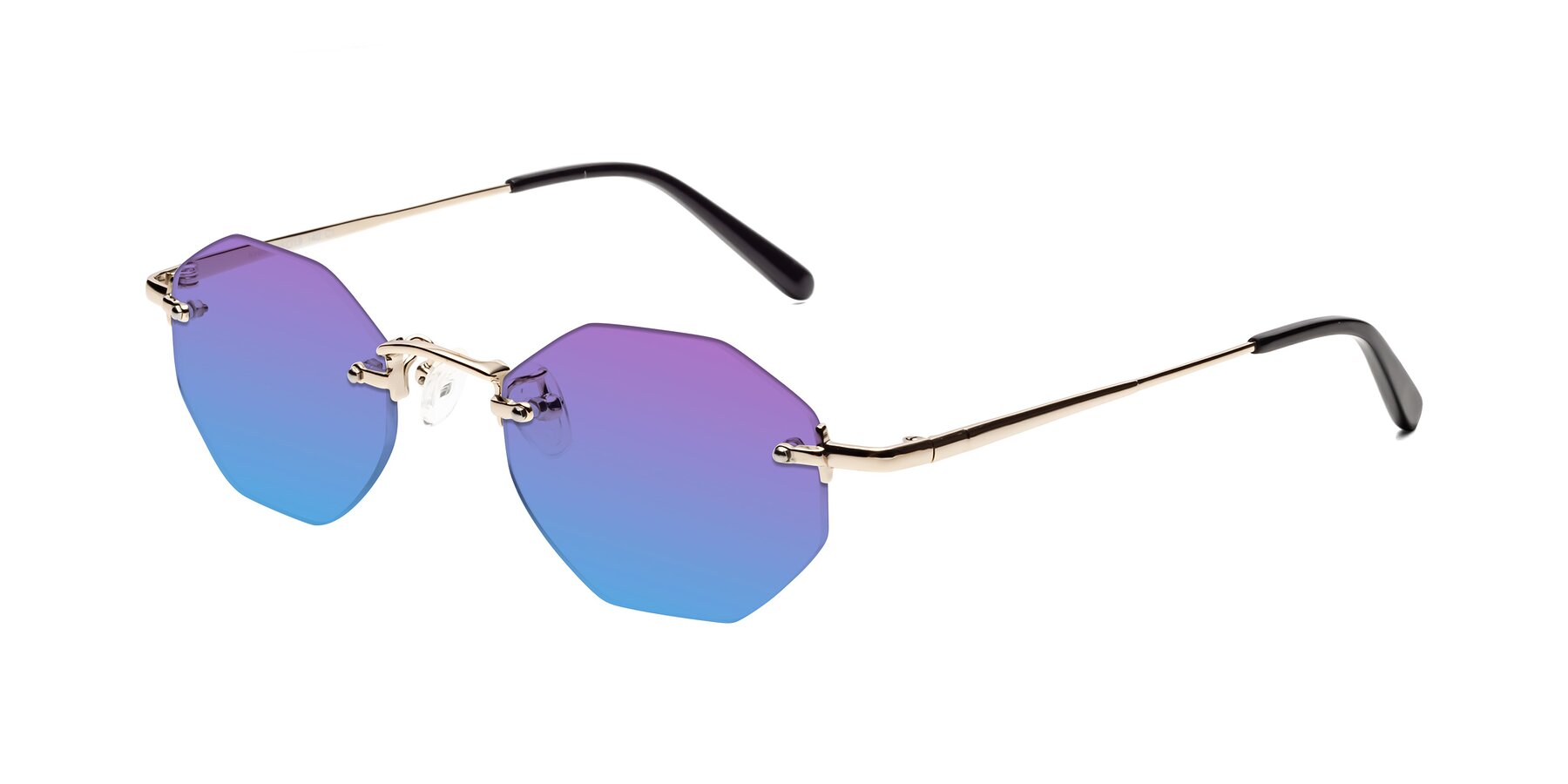 Angle of Ayele in Gold with Purple / Blue Gradient Lenses