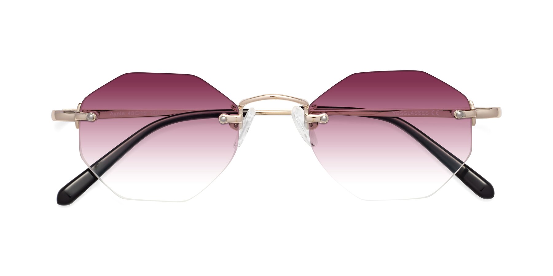 Folded Front of Ayele in Light Gold with Wine Gradient Lenses