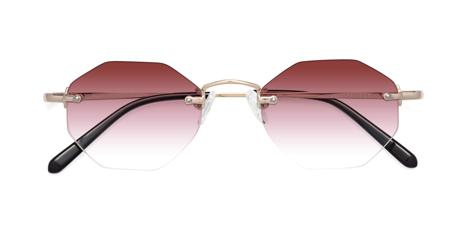 Folded Front of Ayele in Light Gold with Garnet Gradient Lenses