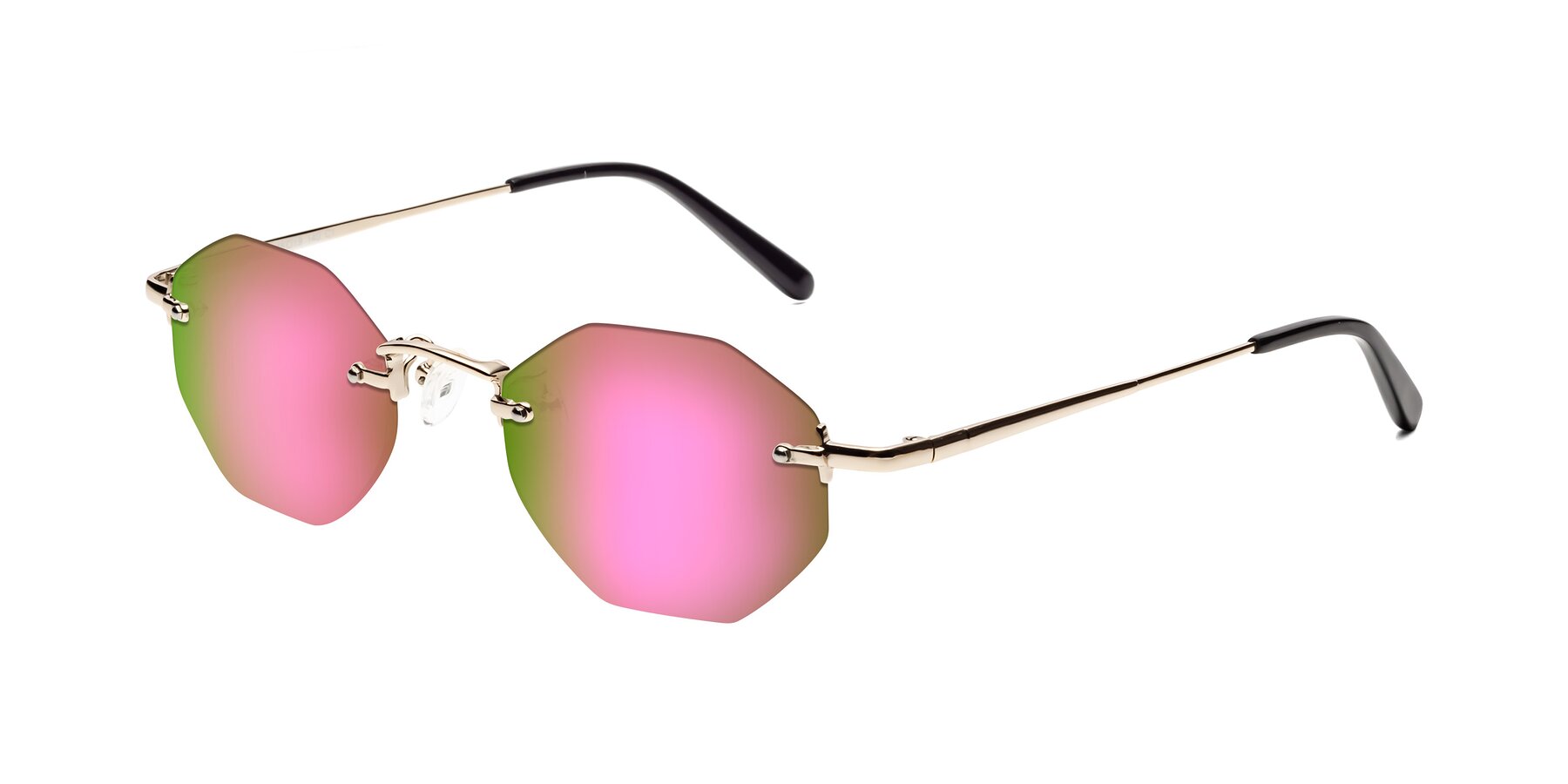 Angle of Ayele in Light Gold with Pink Mirrored Lenses