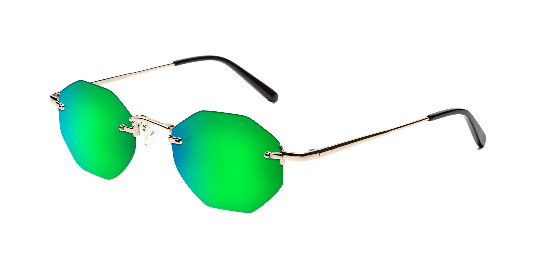 Angle of Ayele in Light Gold with Green Mirrored Lenses