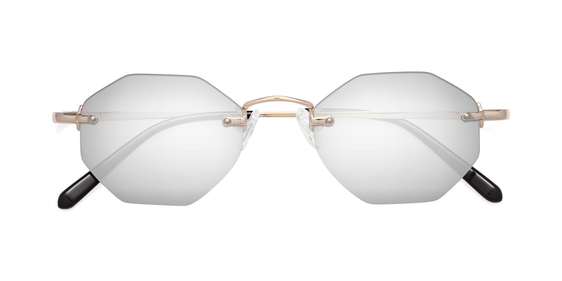 Folded Front of Ayele in Light Gold with Silver Mirrored Lenses