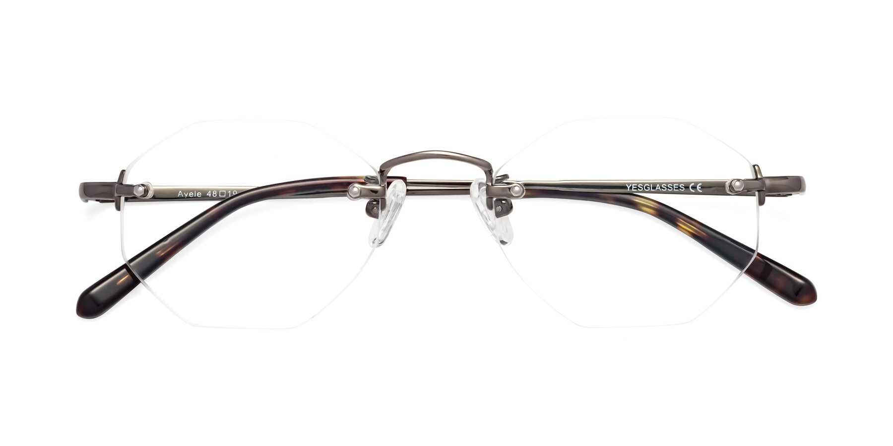 Folded Front of Ayele in Gunmetal with Clear Eyeglass Lenses