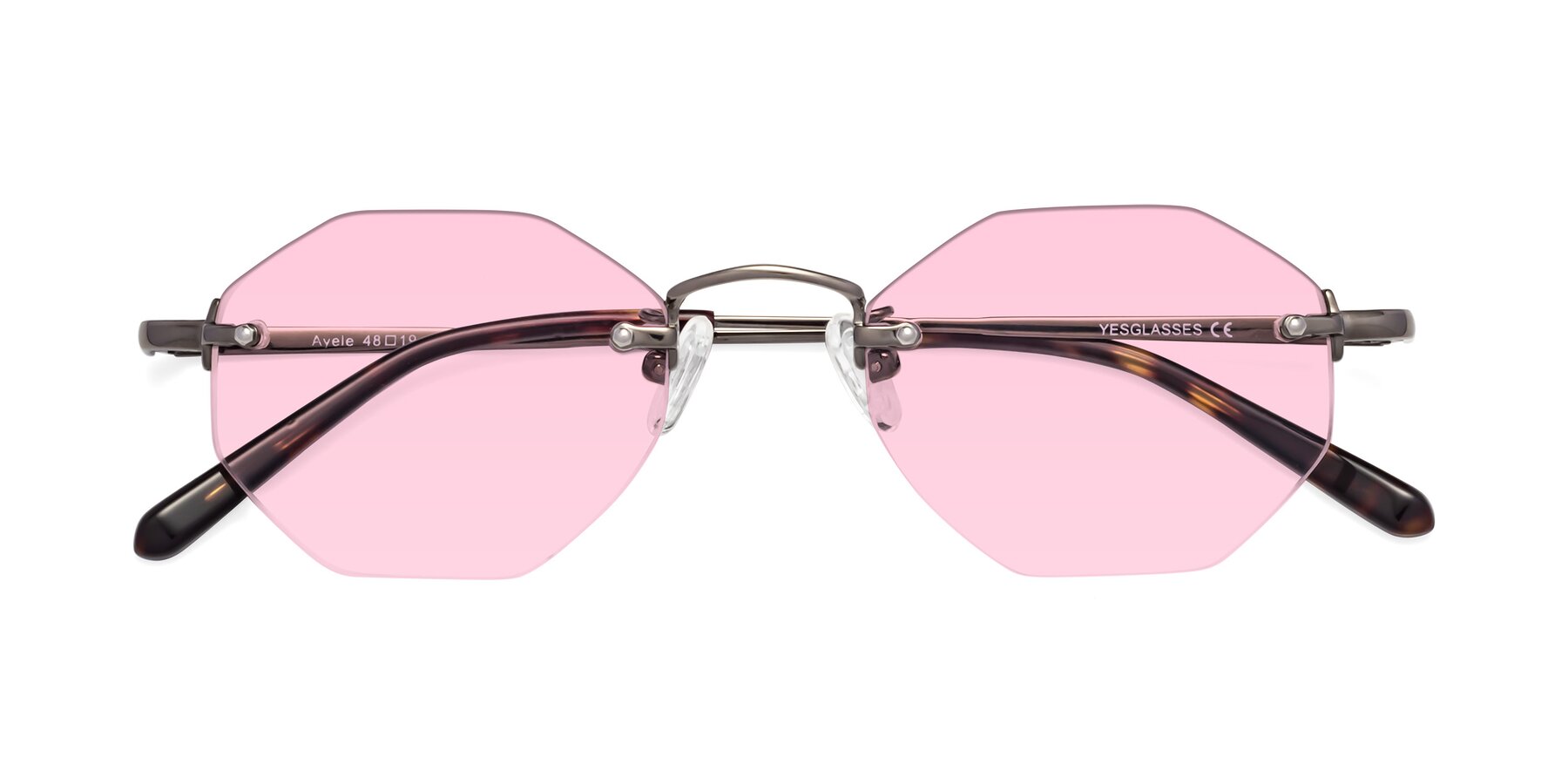 Folded Front of Ayele in Gunmetal with Light Pink Tinted Lenses