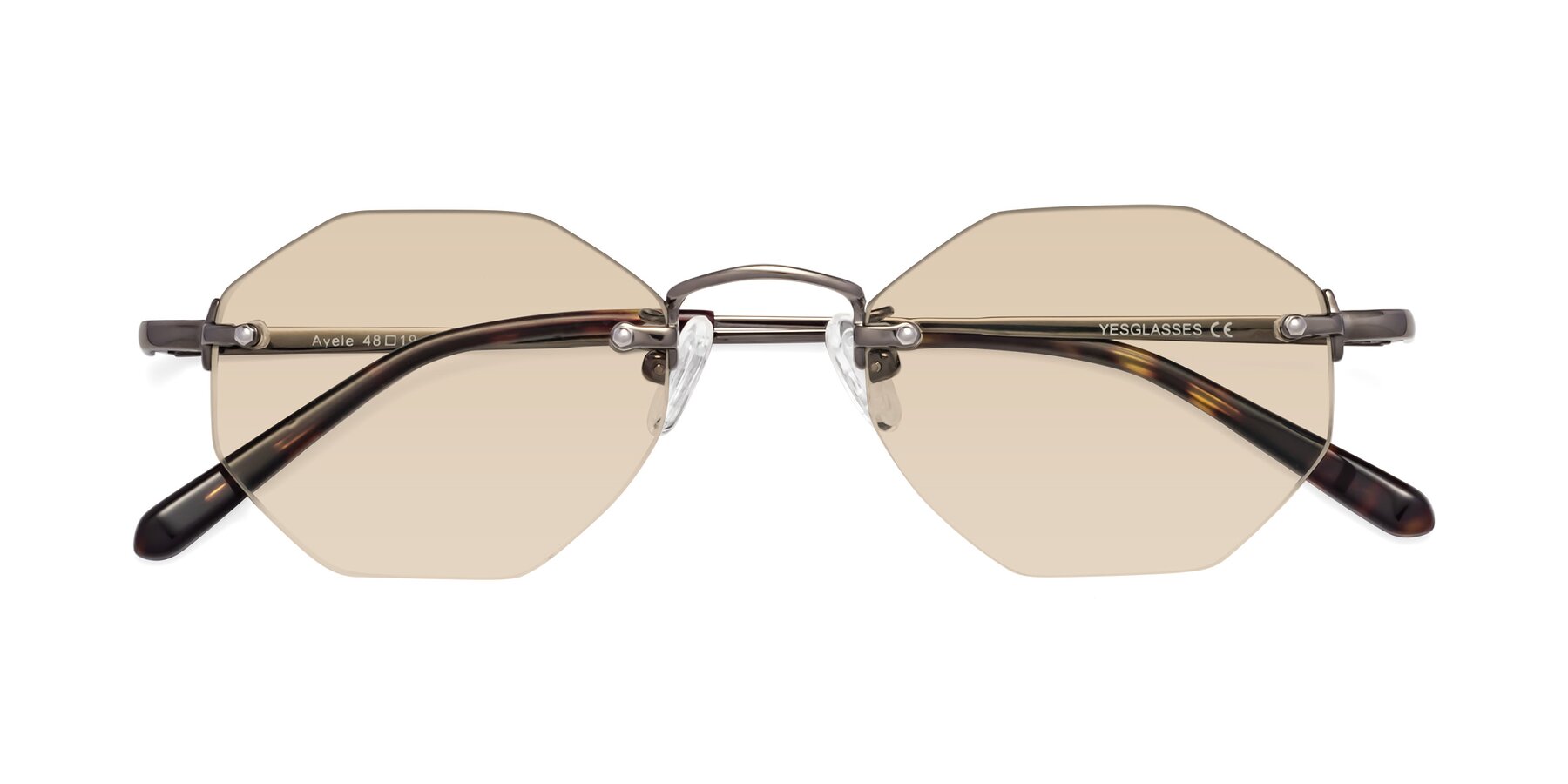 Folded Front of Ayele in Gunmetal with Light Brown Tinted Lenses