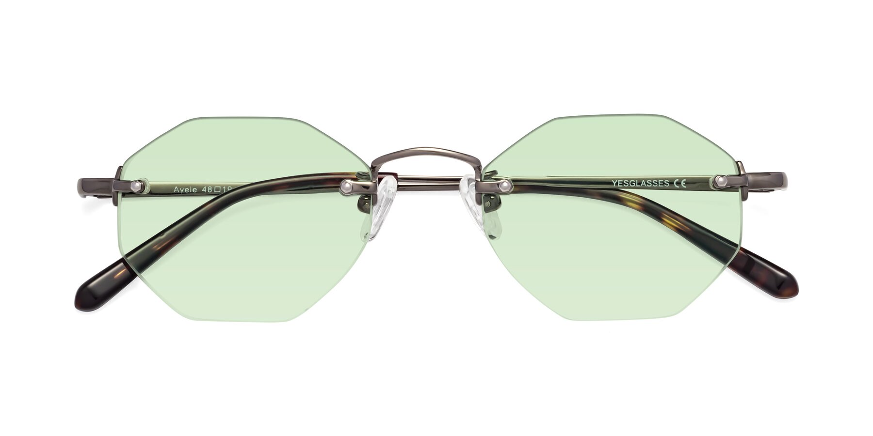 Folded Front of Ayele in Gunmetal with Light Green Tinted Lenses