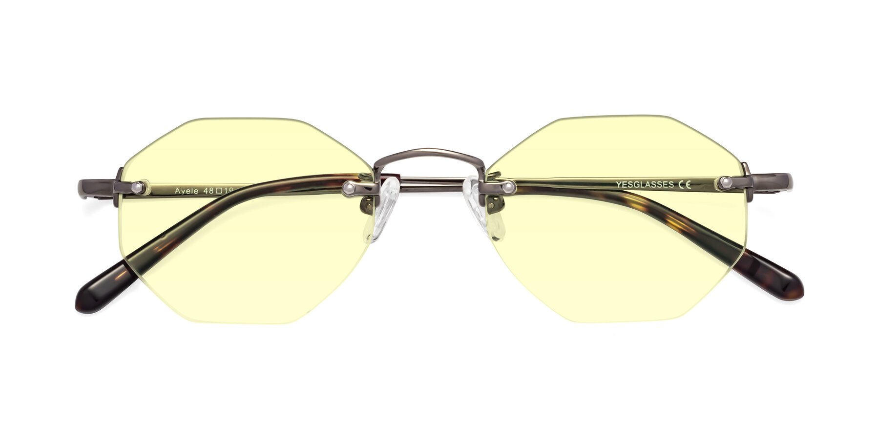 Folded Front of Ayele in Gunmetal with Light Yellow Tinted Lenses