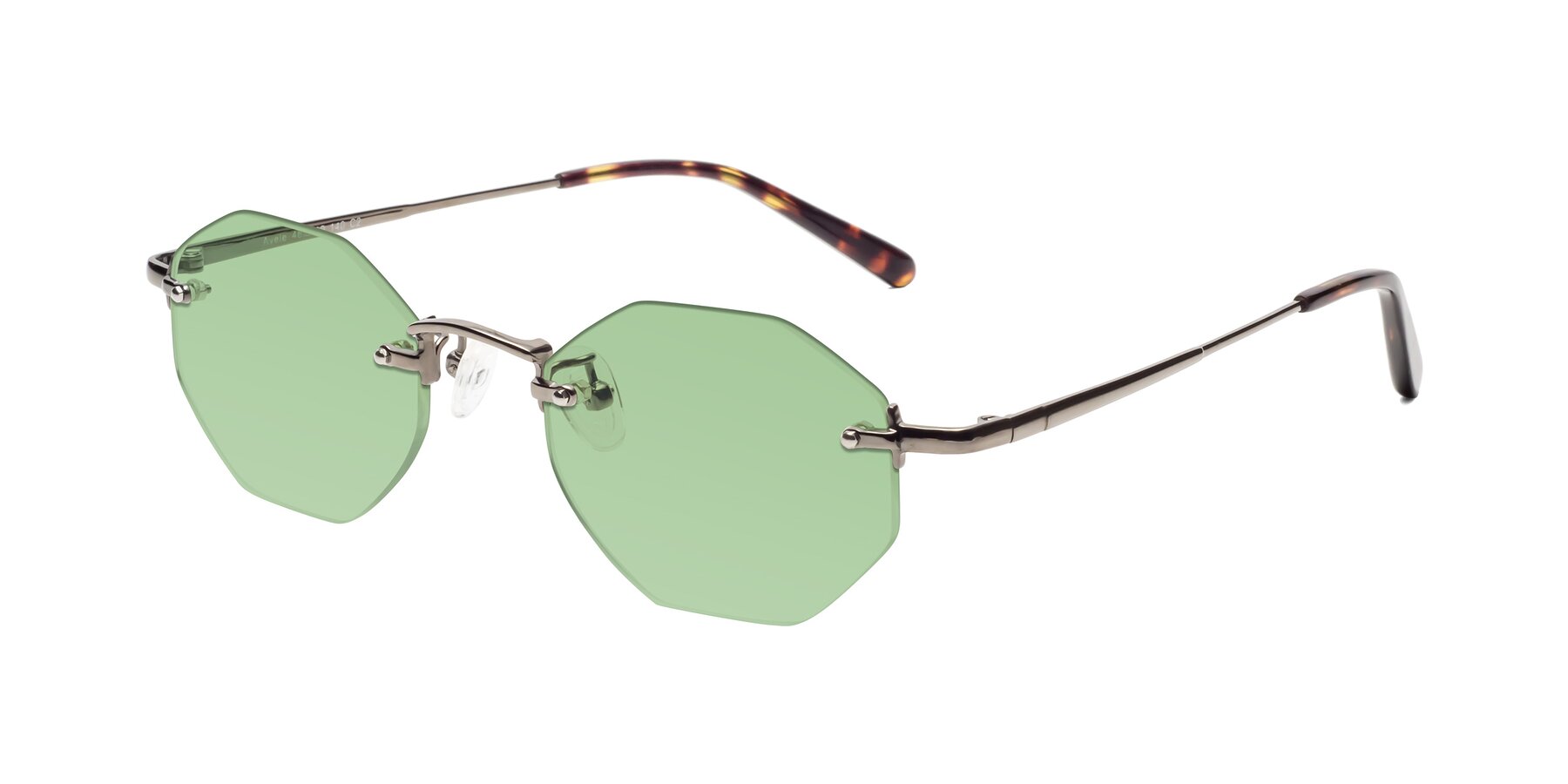 Angle of Ayele in Gunmetal with Medium Green Tinted Lenses