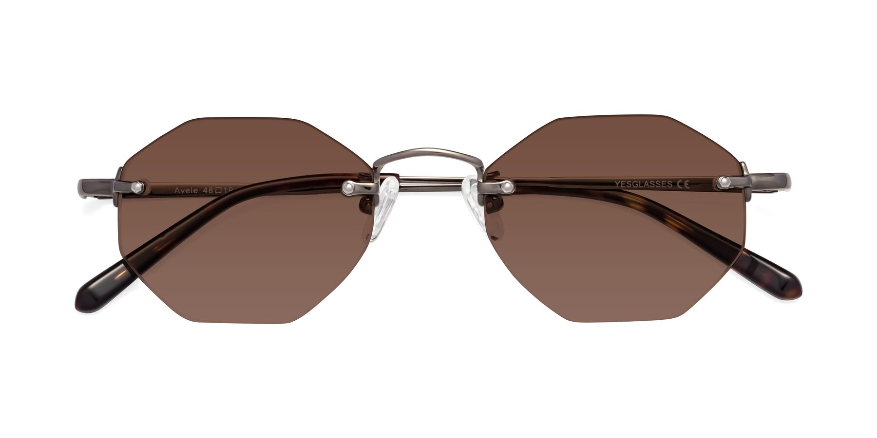 Folded Front of Ayele in Gunmetal with Brown Tinted Lenses
