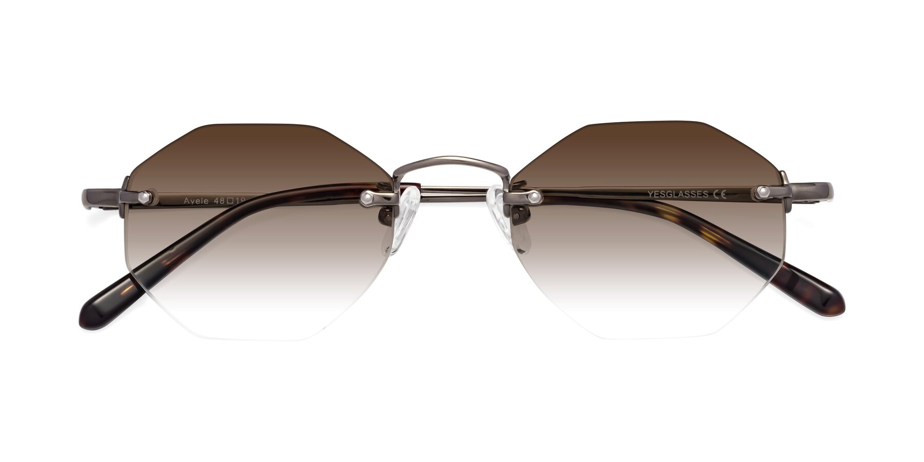 Folded Front of Ayele in Gunmetal with Brown Gradient Lenses