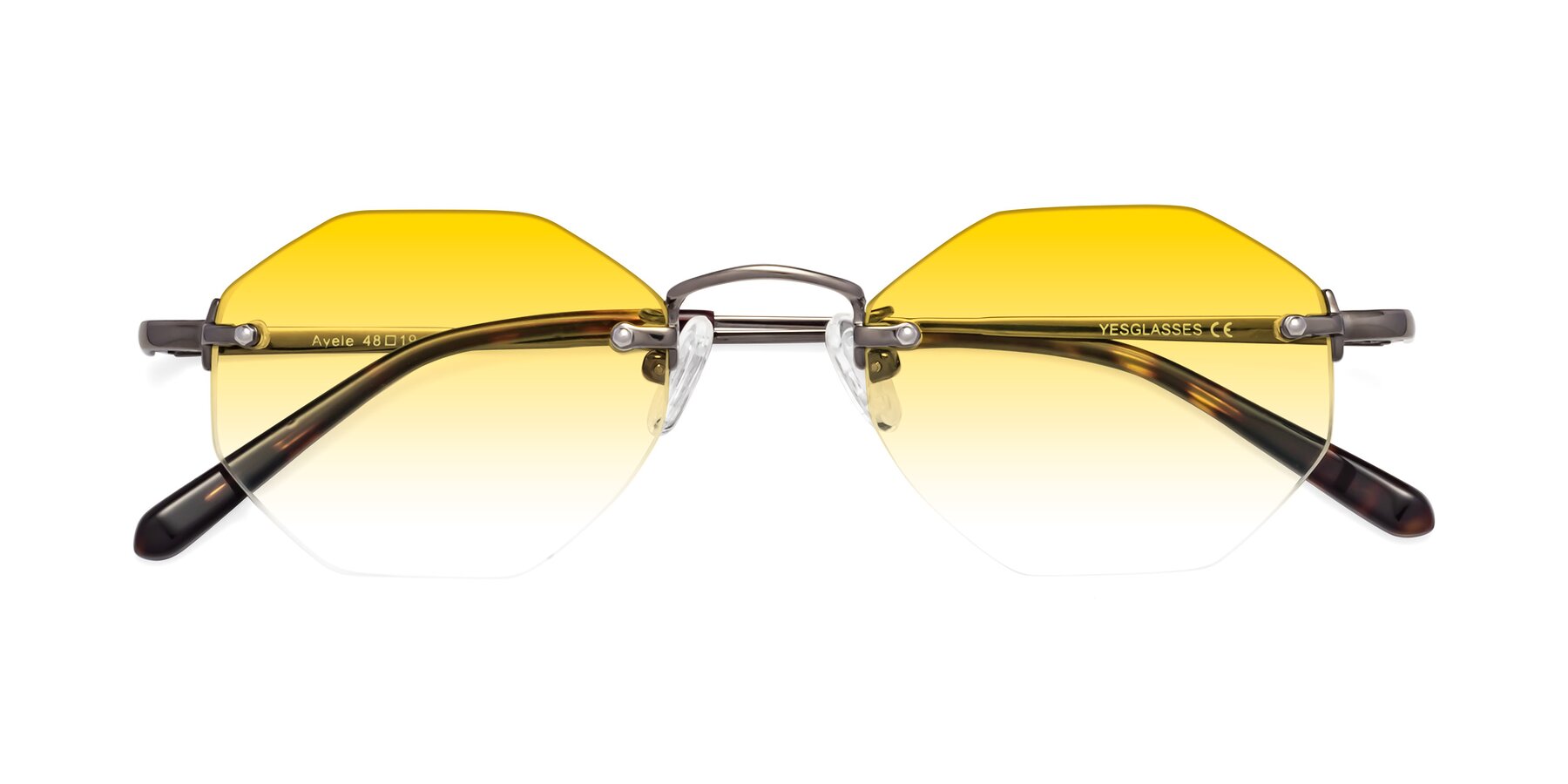 Folded Front of Ayele in Gunmetal with Yellow Gradient Lenses