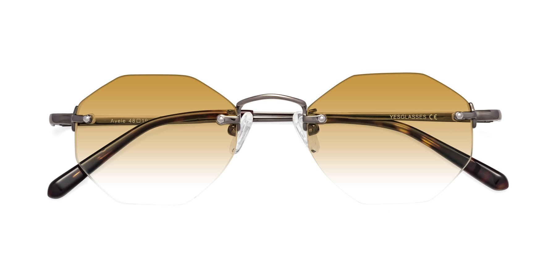 Folded Front of Ayele in Gunmetal with Champagne Gradient Lenses