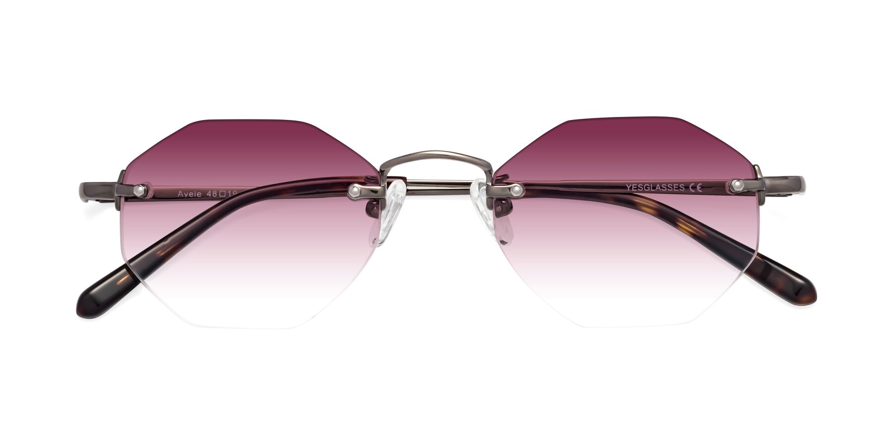 Folded Front of Ayele in Gunmetal with Wine Gradient Lenses