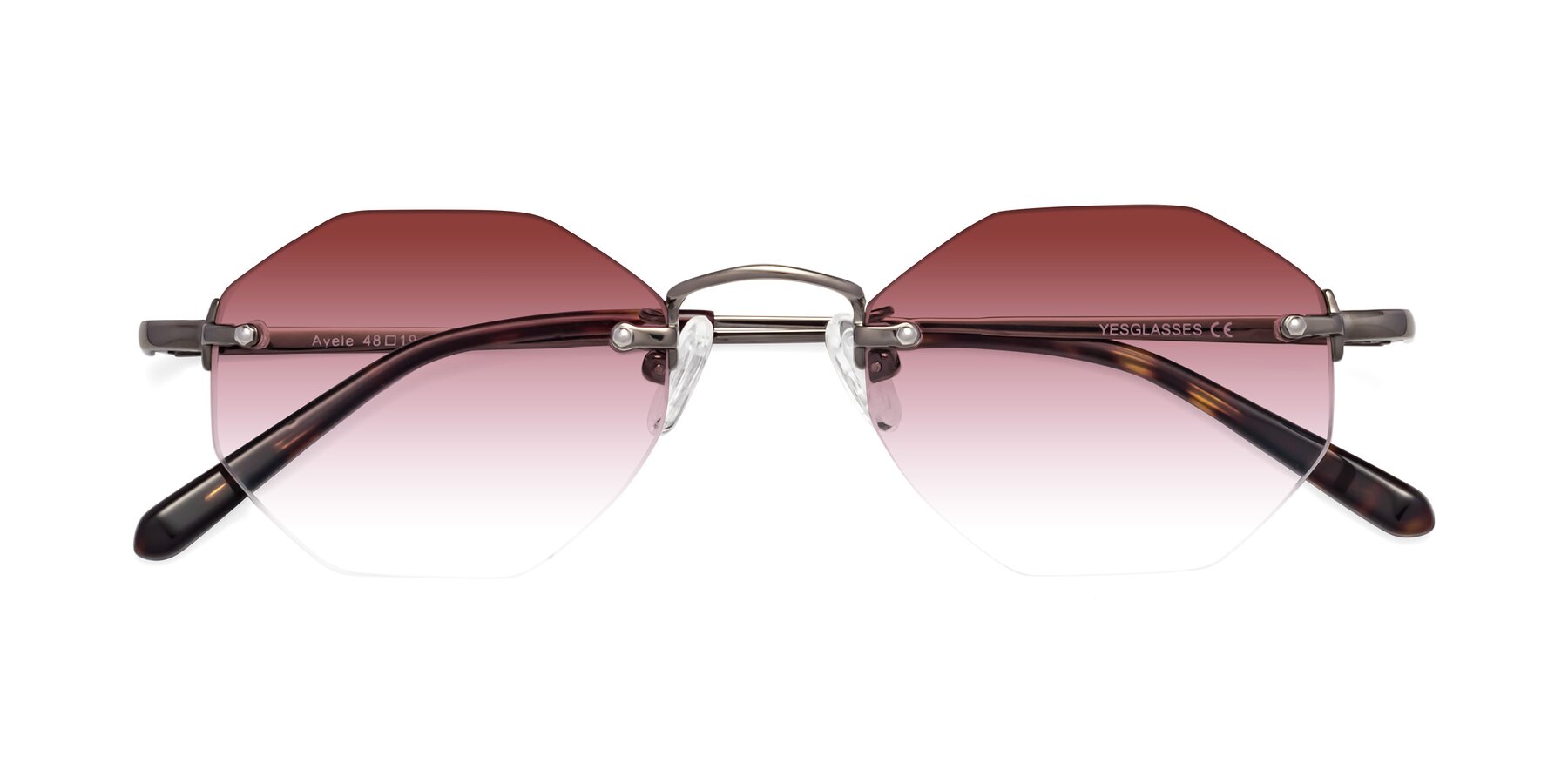 Folded Front of Ayele in Gunmetal with Garnet Gradient Lenses