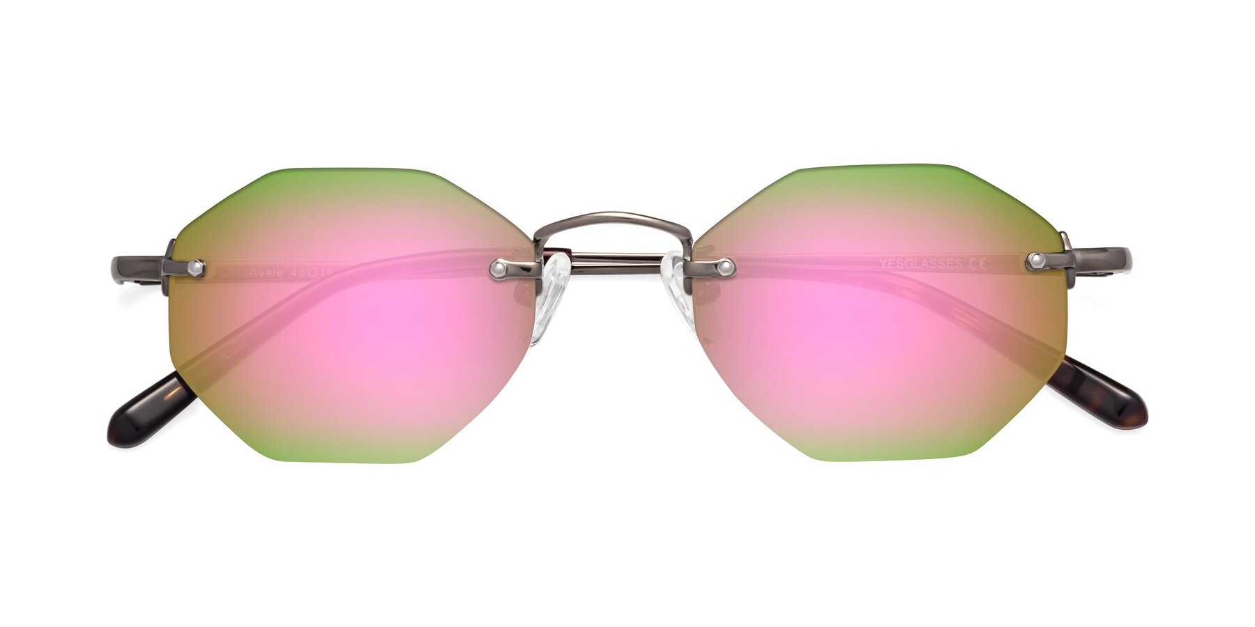 Folded Front of Ayele in Gunmetal with Pink Mirrored Lenses